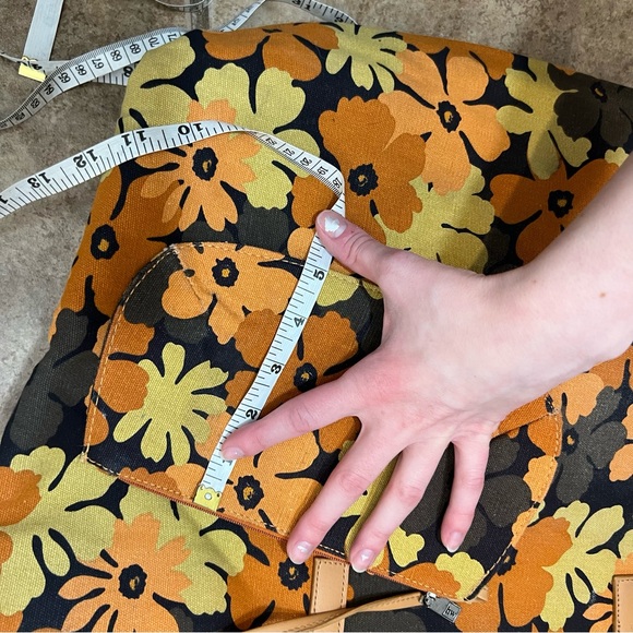 Floral Tote Bag with Pouch - Orange and Brown - Picture 9 of 10